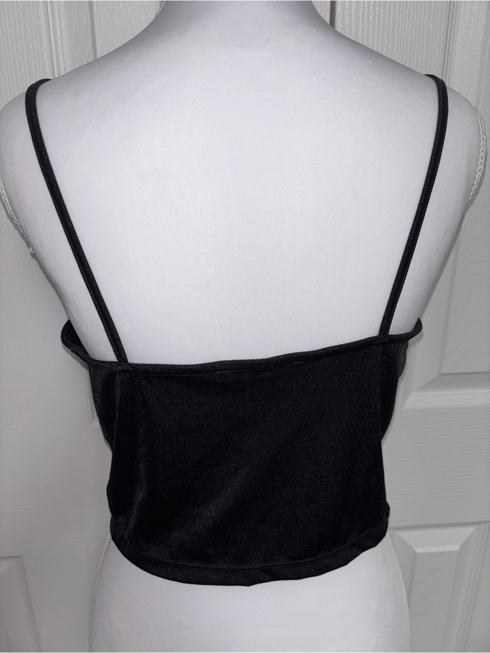 Black Spaghetti Strap Bustier Crop Top - Picture 2 of 2